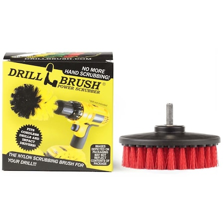 Drillbrush Red Drill Brush Heavy Duty Cleaning Brush with Stiff Bristles 5in-Ch-Red-0658